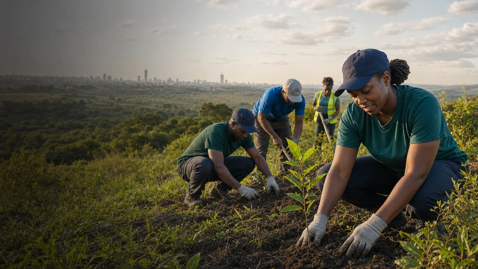 Climate Frontiers field team preparing a tree planting programme
